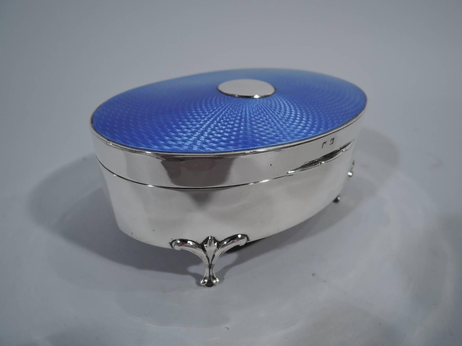 English Art Deco Sterling Silver and Enamel Jewelry Box In Excellent Condition In New York, NY