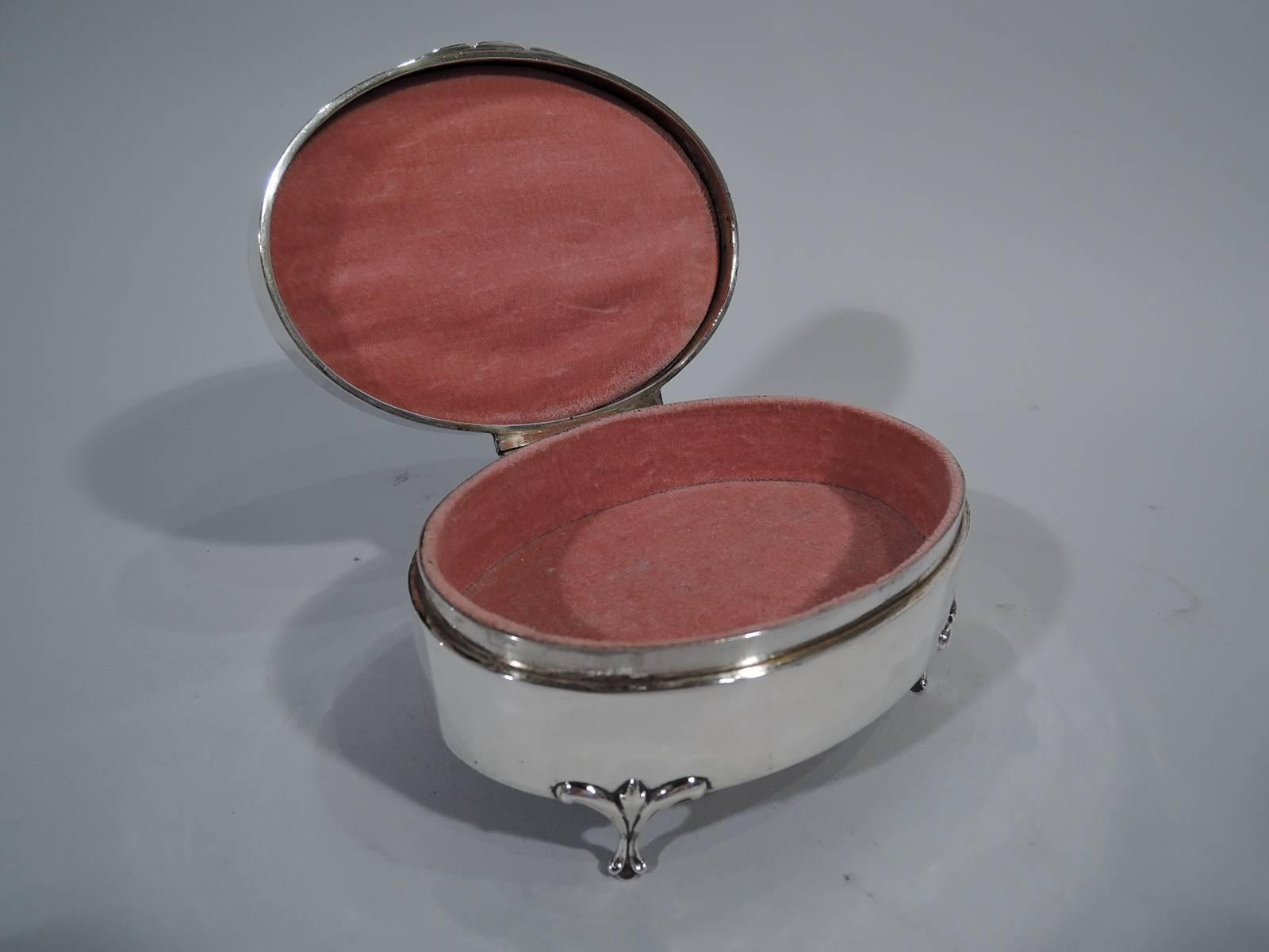 Early 20th Century English Art Deco Sterling Silver and Enamel Jewelry Box