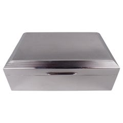 English Art Deco Sterling Silver Box 1957