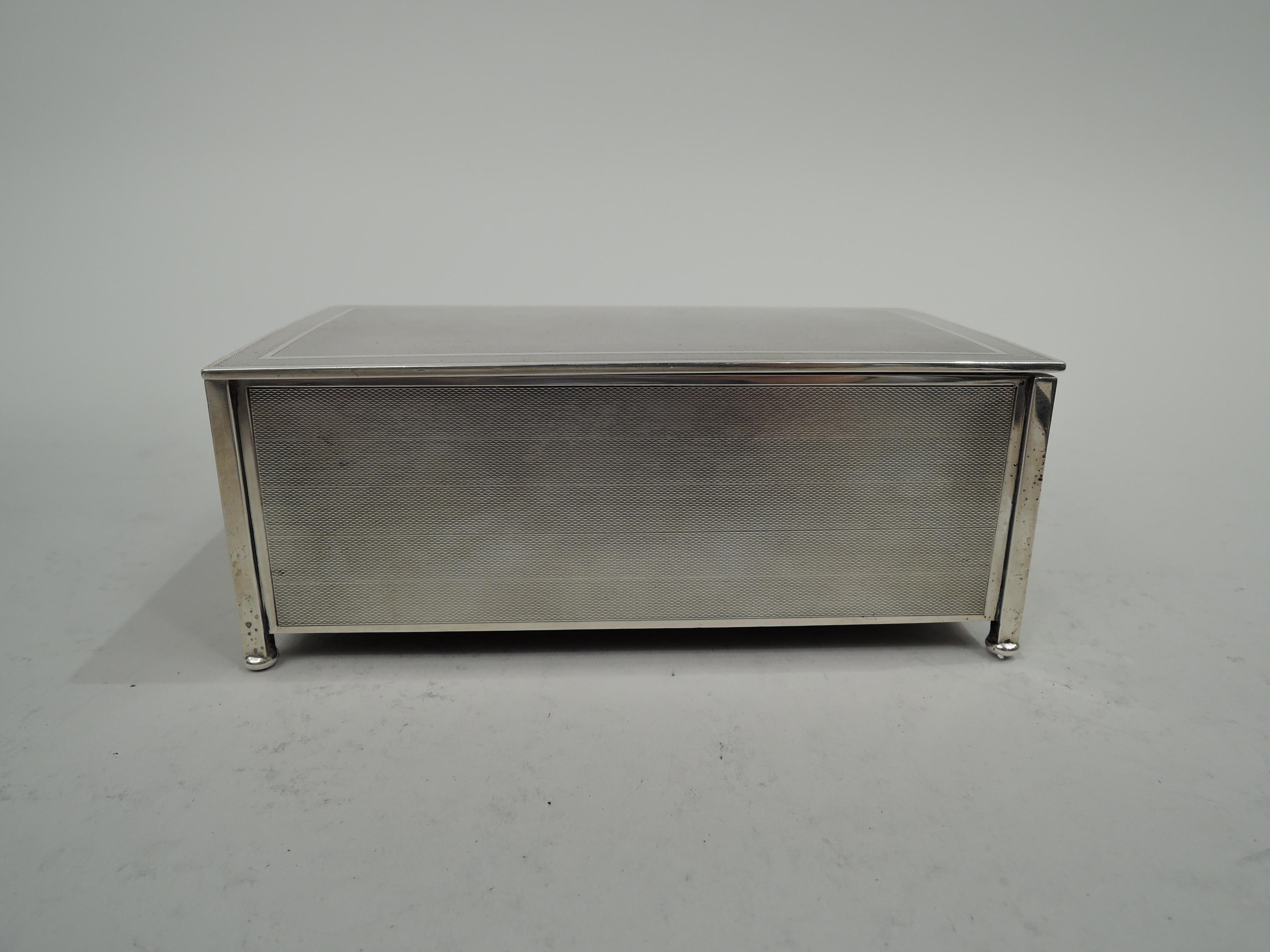 American English Art Deco Sterling Silver Box For Sale
