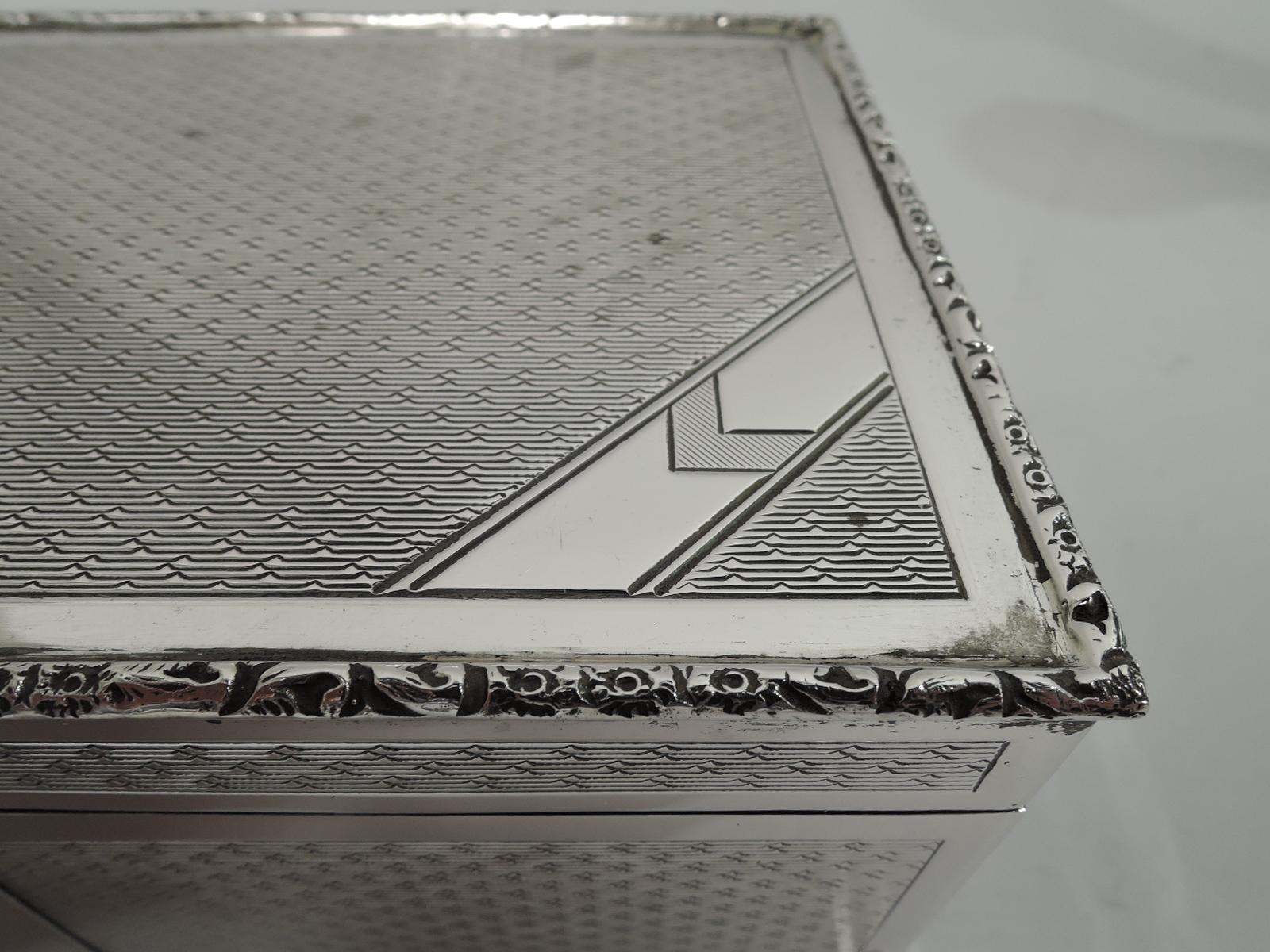 Englische englische Art-Déco-Schachtel aus Sterlingsilber (Ende des 20. Jahrhunderts) im Angebot