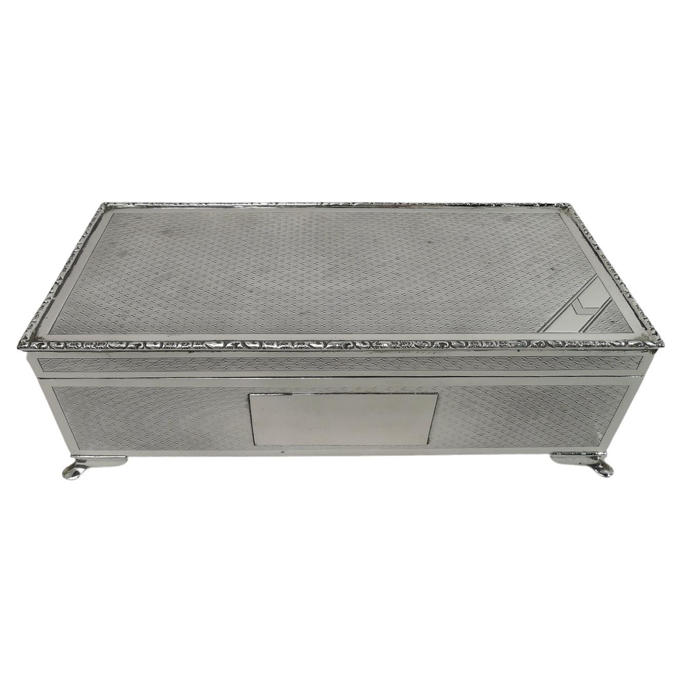 English Art Deco Sterling Silver Box For Sale