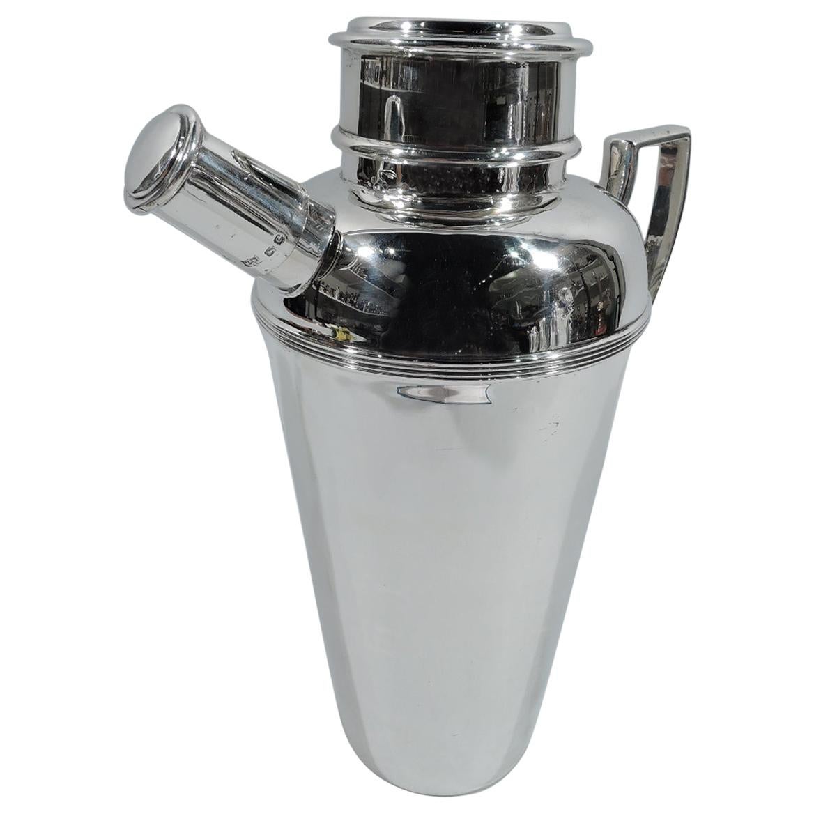 English Art Deco Sterling Silver Cocktail Shaker by Mappin & Webb