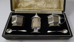 Englisches Art Deco Sterling Silber Gewürzset von Henry Clifford Davis