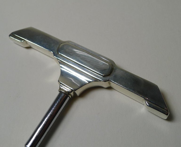English Art Deco Sterling Silver Corkscrew, 1937 For Sale 1