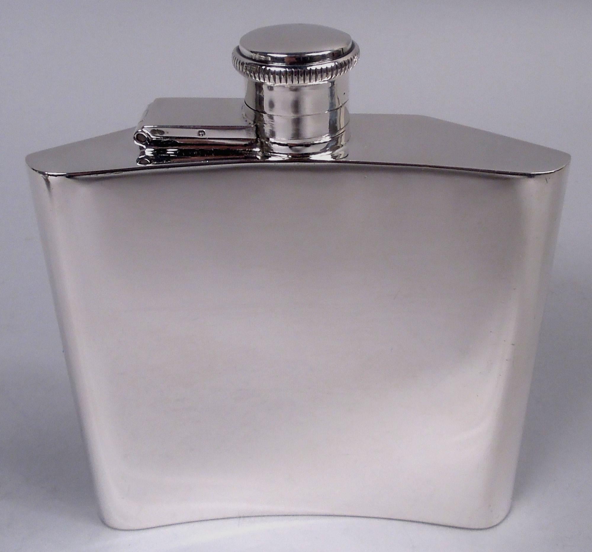 Petaca inglesa Art Déco de plata de ley, 1947 Británico en venta