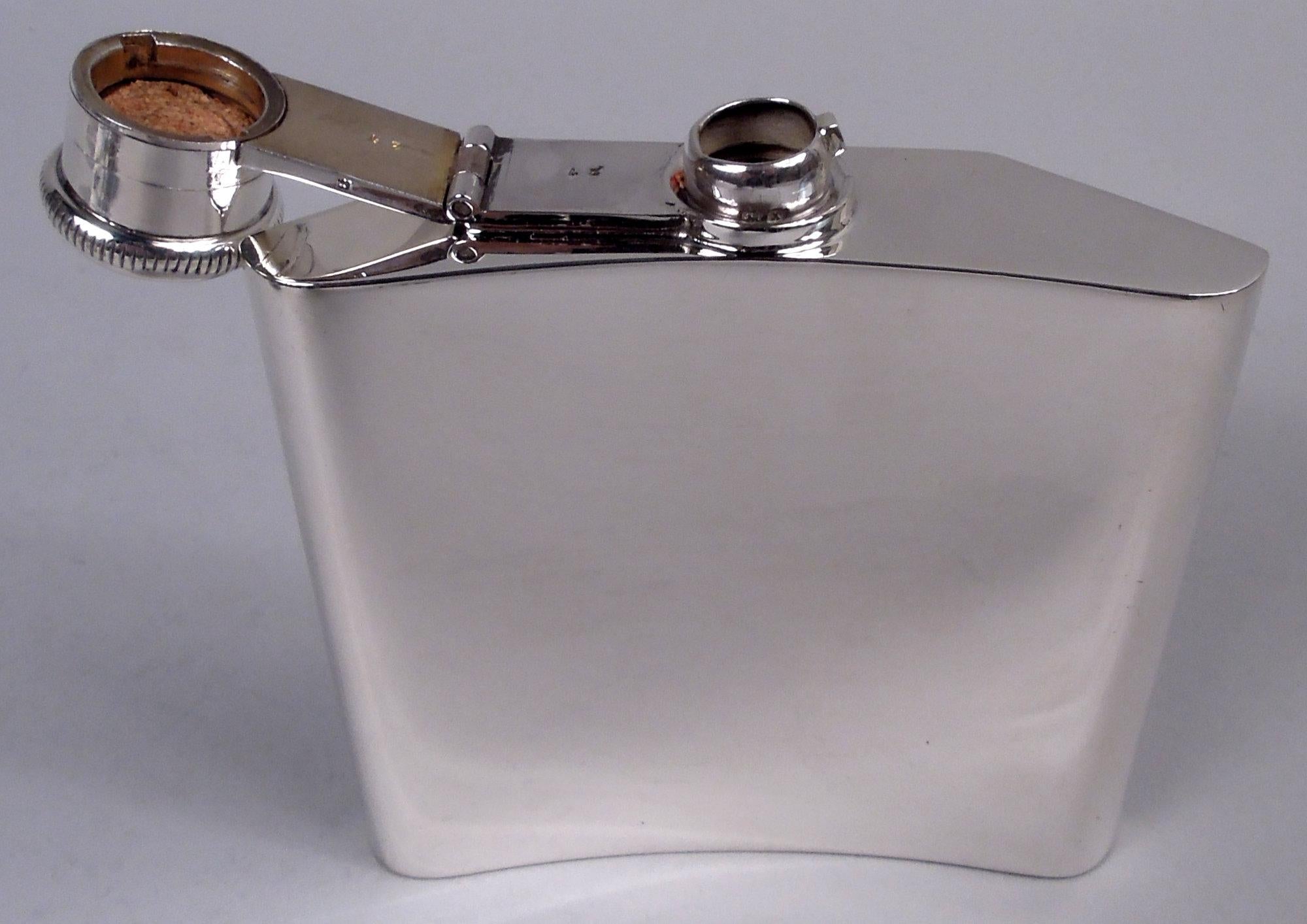 Petaca inglesa Art Déco de plata de ley, 1947 mediados del siglo XX en venta
