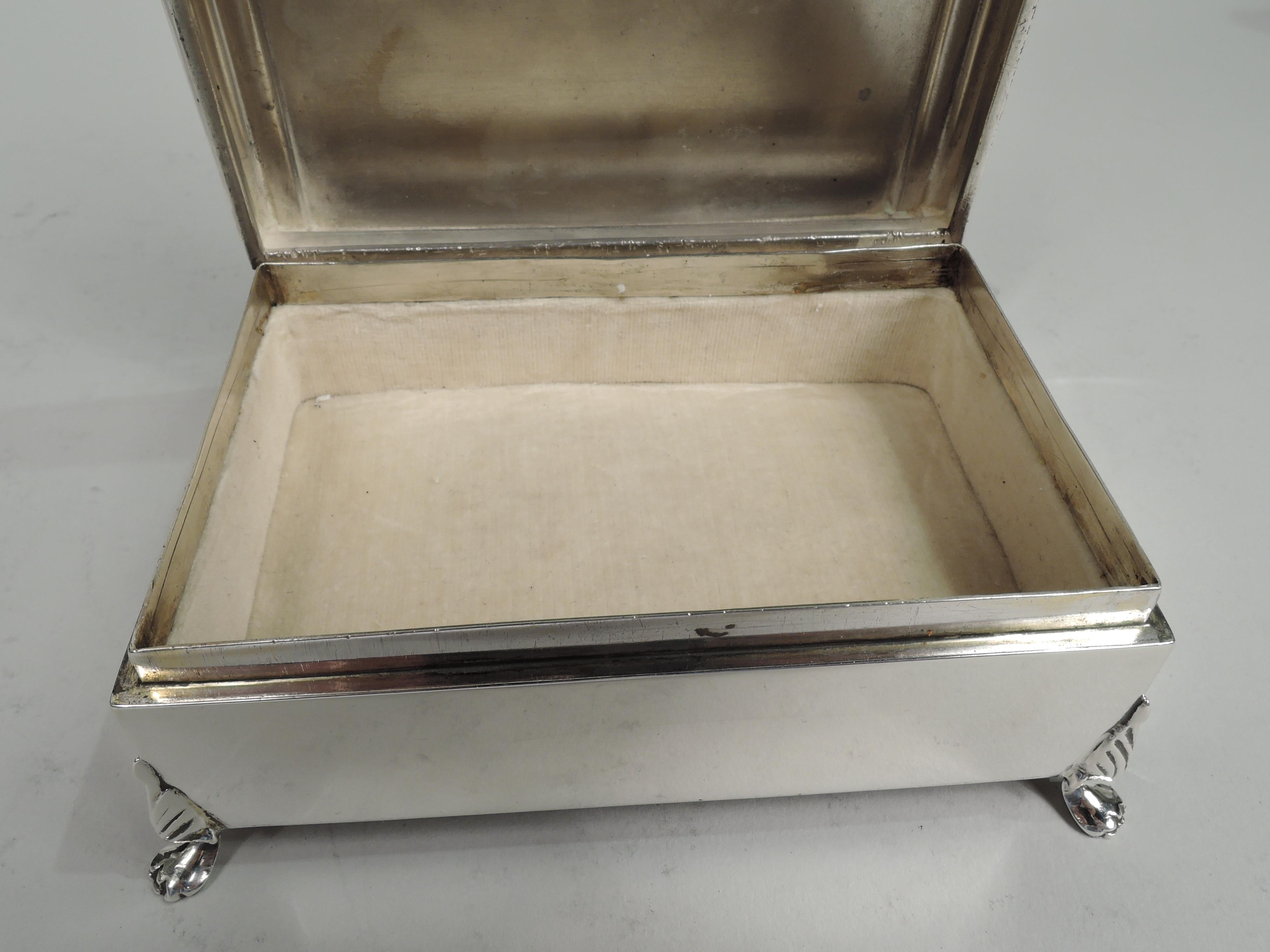 English Art Deco Sterling Silver & Pink Enamel Jewelry Box 2