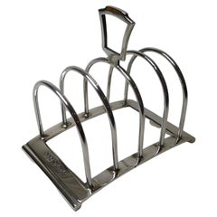 English Art Deco Sterling Silver Toast Rack by Hukin & Heath