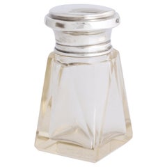 Antique English Art Deco Sterling Silver-Topped Scent Bottle by Charles May