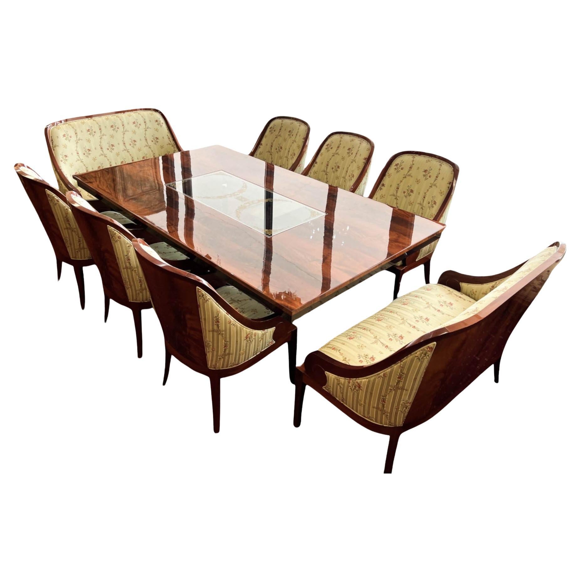 English Art Deco Style Dining Suite, 9 Pieces For Sale