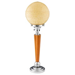 English Art Deco Table Lamp with Glass Shade