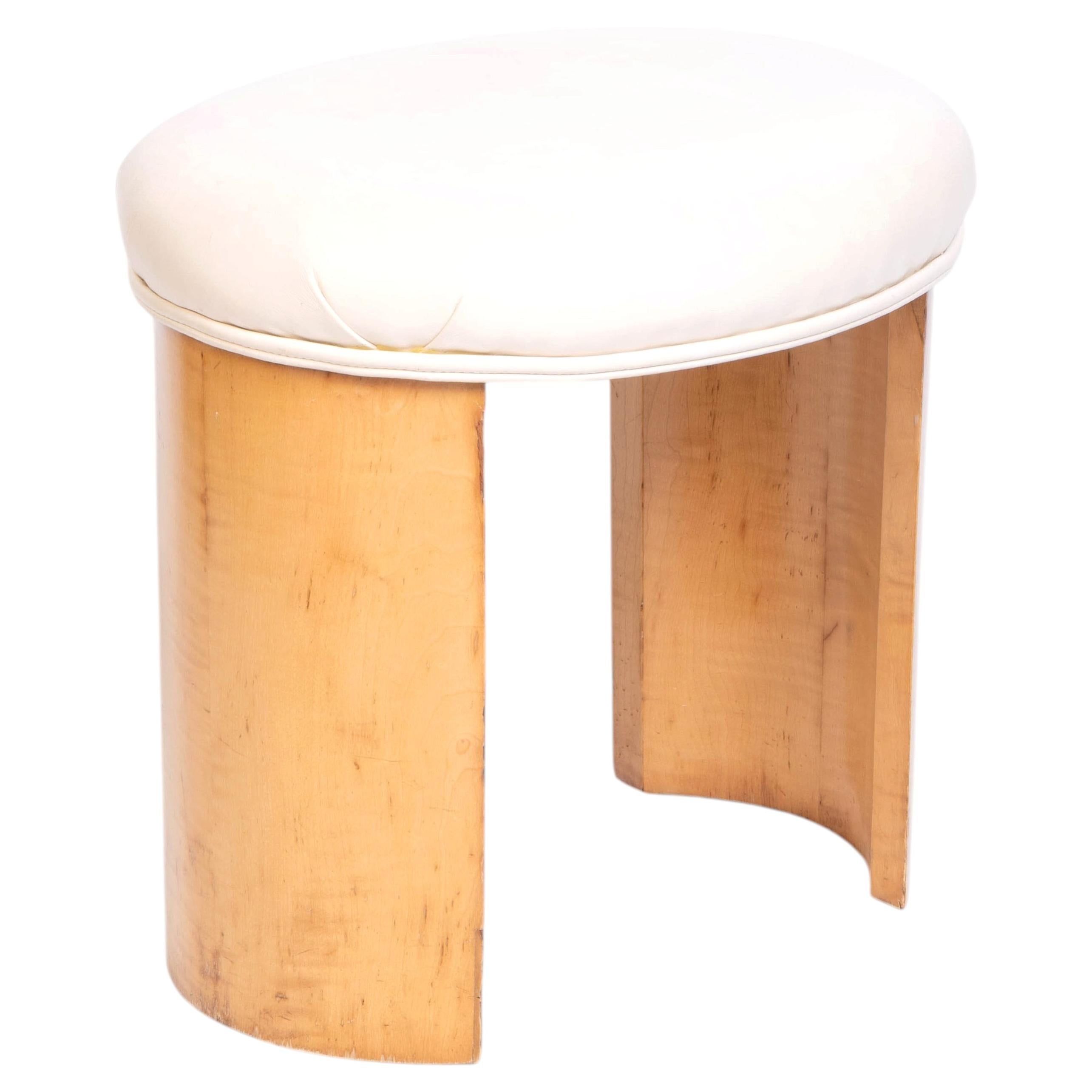 English Art Deco Upholstered Sycamore Stool Betty Joel C.1930