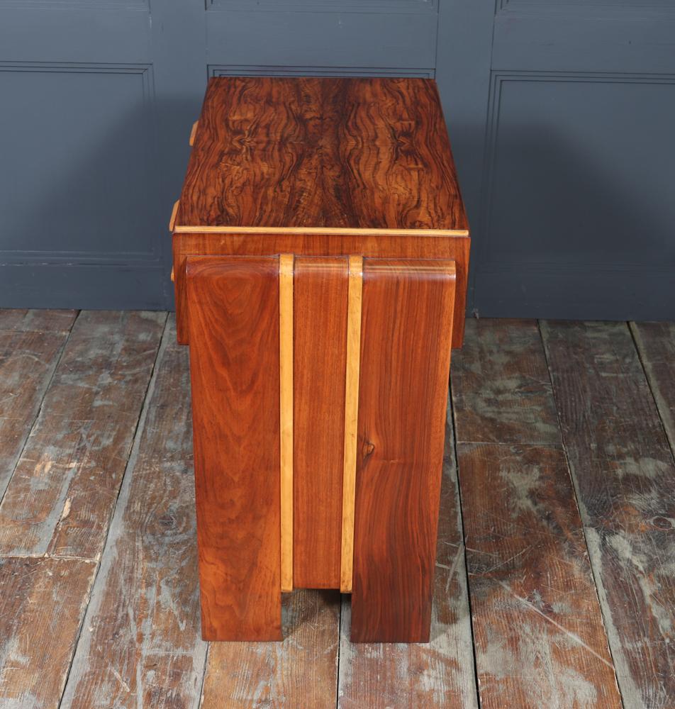 English Art Deco Walnut and Inlaid Console Table For Sale 6