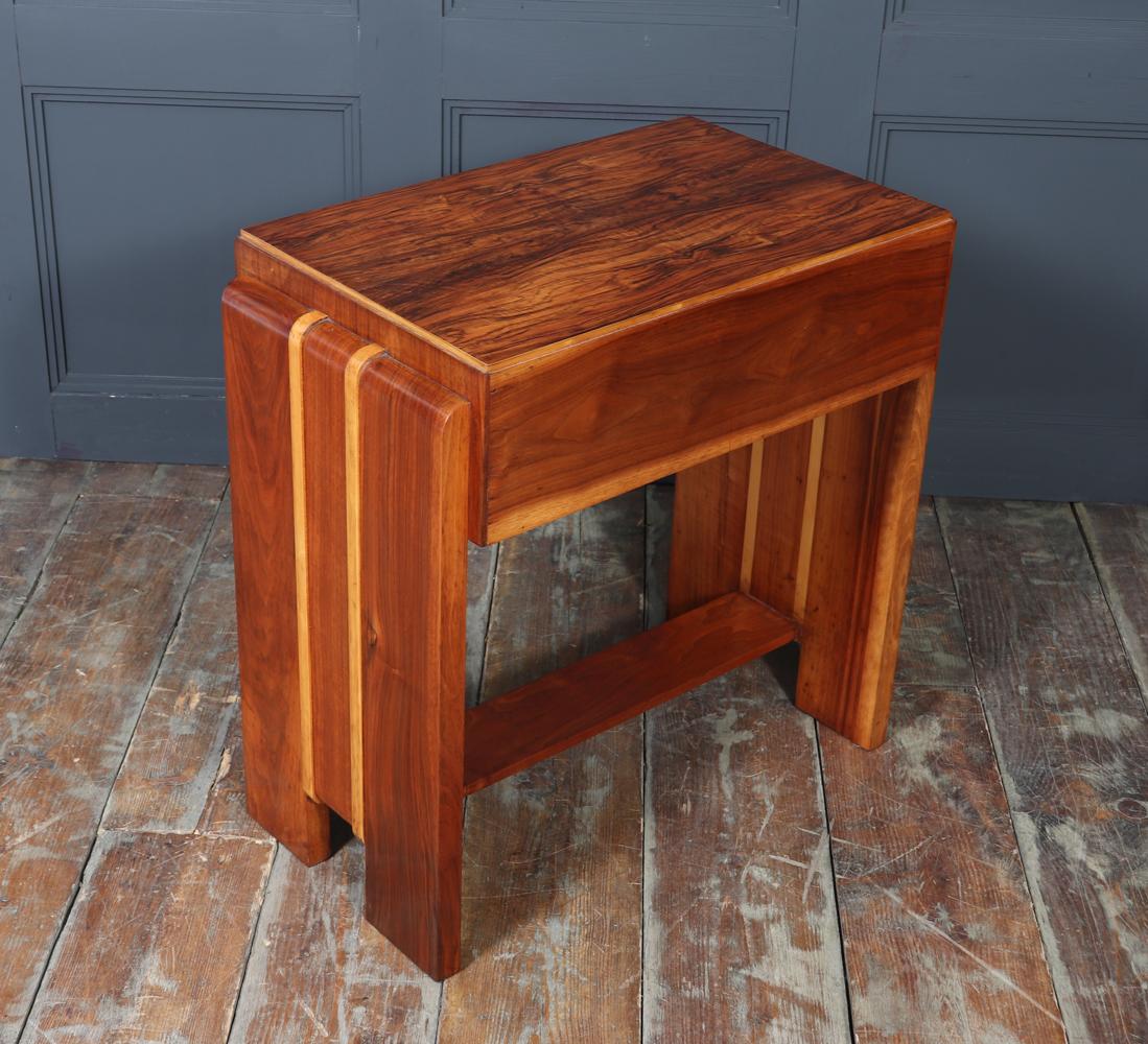 English Art Deco Walnut and Inlaid Console Table For Sale 7