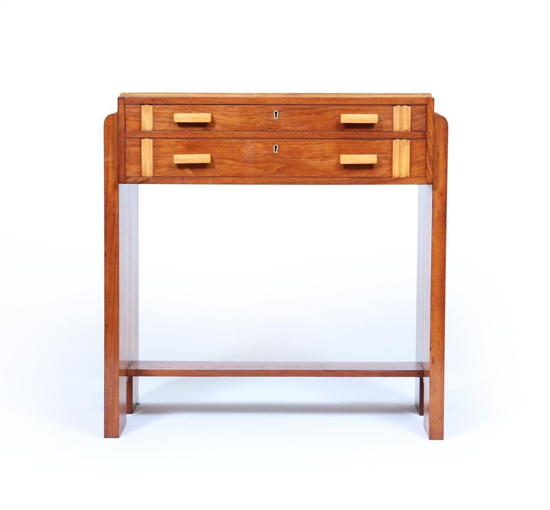 British English Art Deco Walnut and Inlaid Console Table For Sale