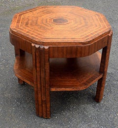 English Art Deco Walnut and Oak Book Table