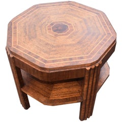 English Art Deco Walnut and Oak Book Table
