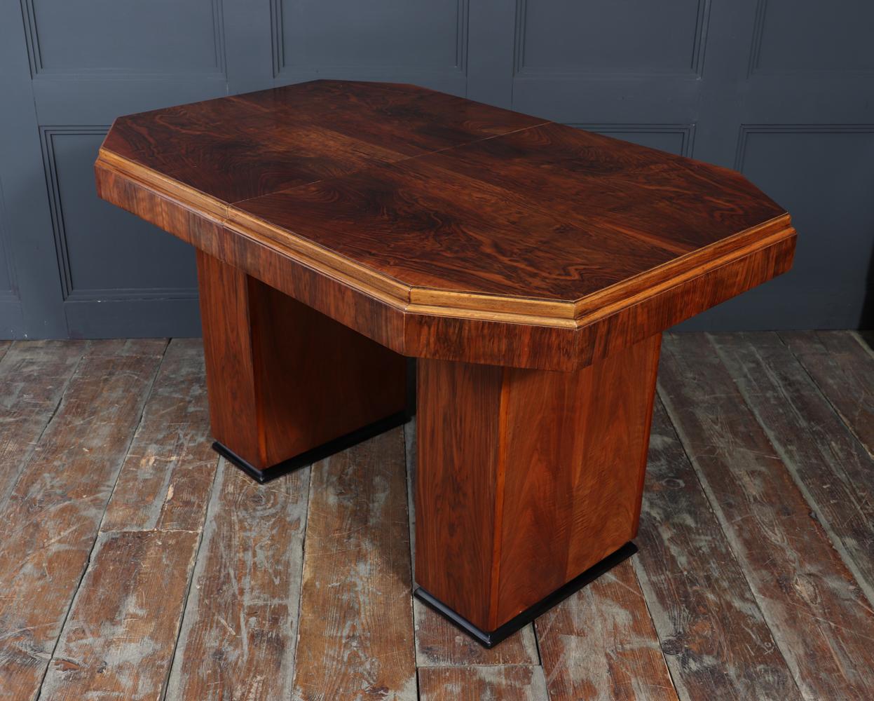 English Art Deco Walnut Extending Dining Table For Sale 13
