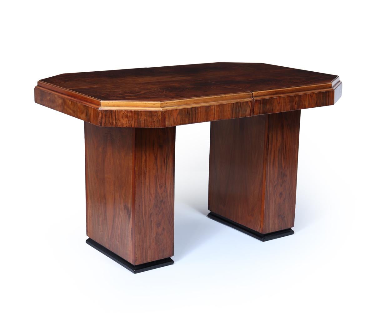 British English Art Deco Walnut Extending Dining Table For Sale