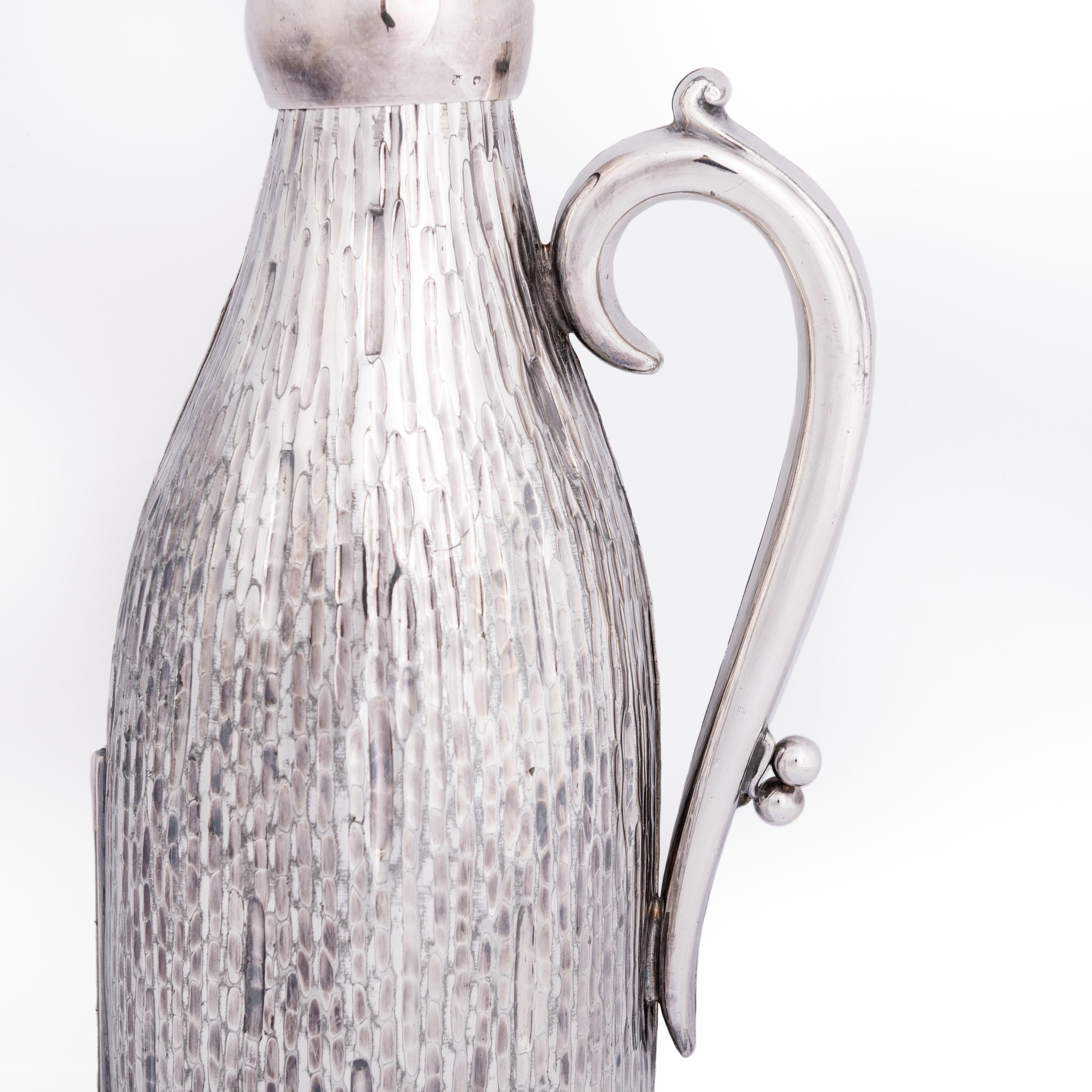 Englischer Art Déco Weinflaschenmantel aus reinem Silber England 1920er Jahre, gestempelt (Art déco) im Angebot