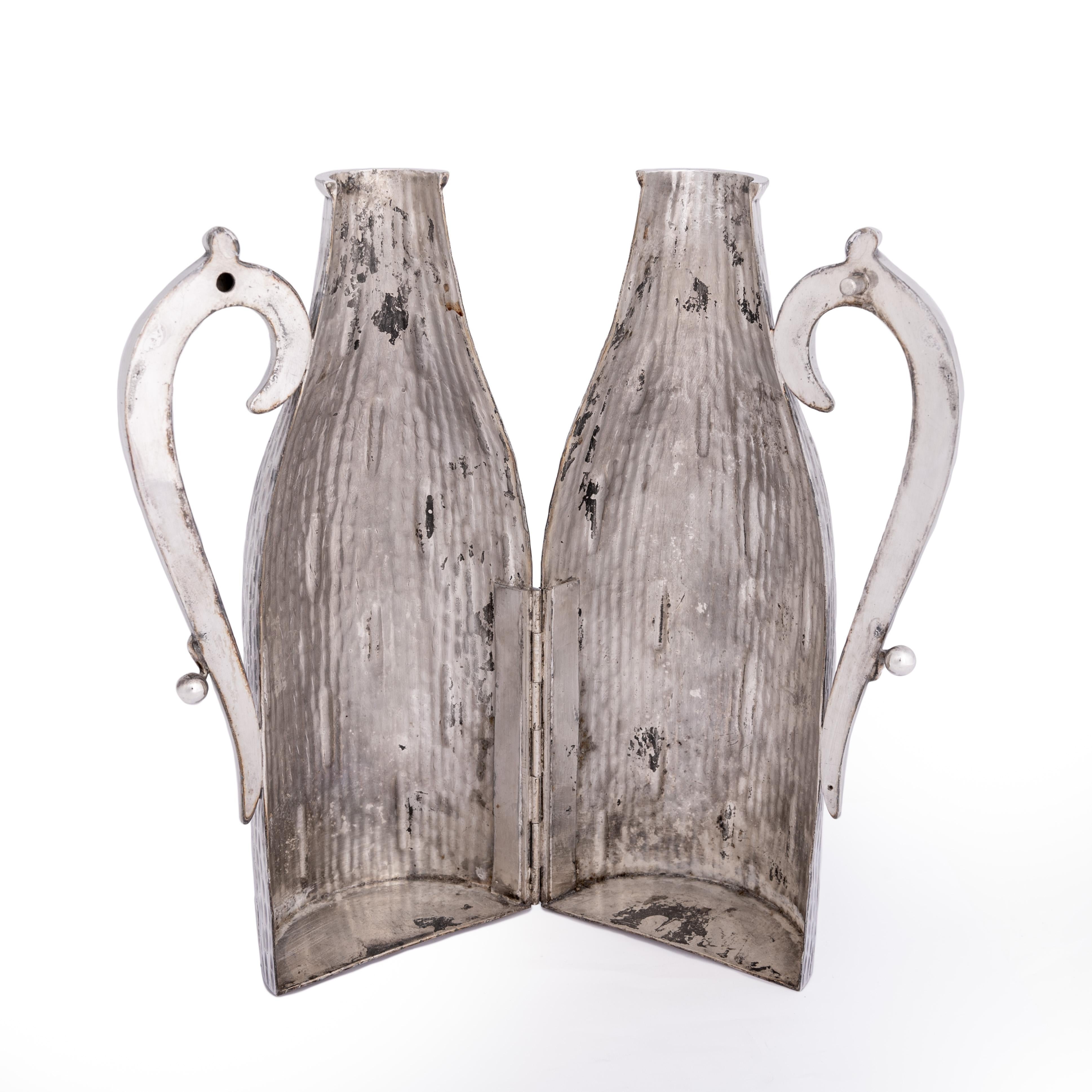 Hand-Crafted English Art Déco Wine Bottle Coat in Pure Silver England 1920s, Stamped For Sale