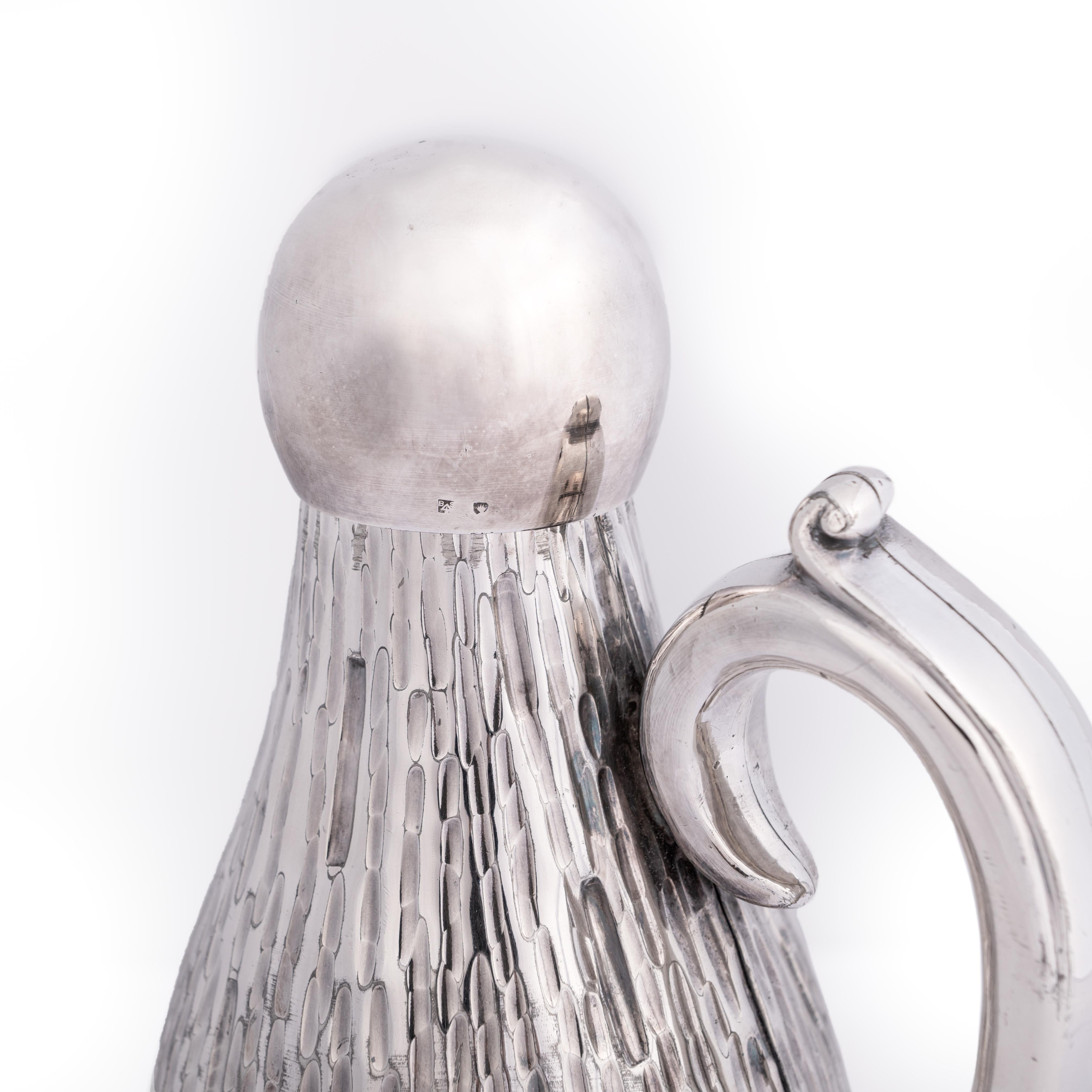 Englischer Art Déco Weinflaschenmantel aus reinem Silber England 1920er Jahre, gestempelt (Frühes 20. Jahrhundert) im Angebot
