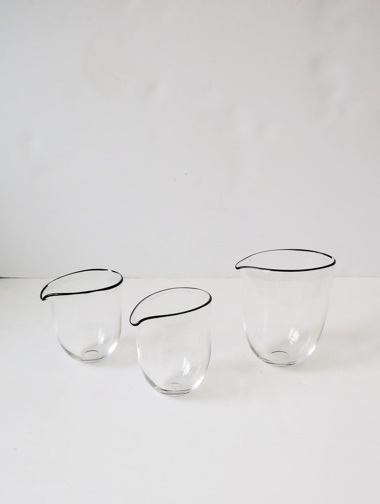 Minimalist English Art Glass Cocktail Beaker Pitcher Vessel Barware Set, ca. 1990s For Sale