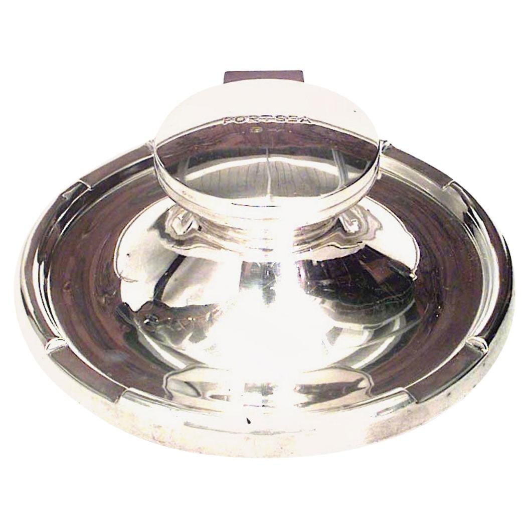 English Art Moderne Silver Inkwell