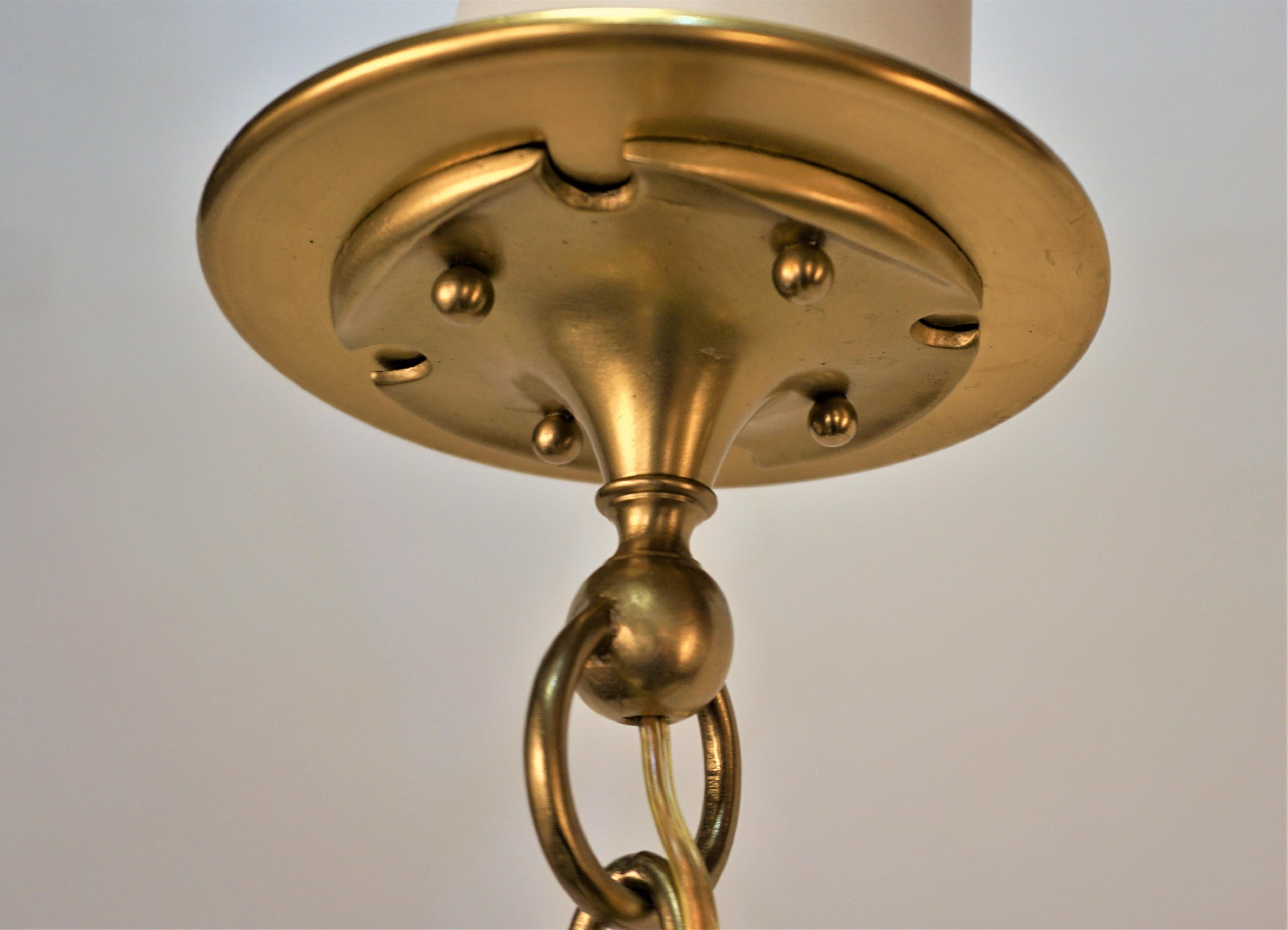 English Art Nouveau, Arts & Crafts Brass Chandelier In Good Condition For Sale In Fairfax, VA