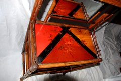English Art Nouveau Bamboo and Lacquer Dressing Table with Shelves and Mirror