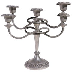 English Art Nouveau Candlestick Silver Plated, 20th Century