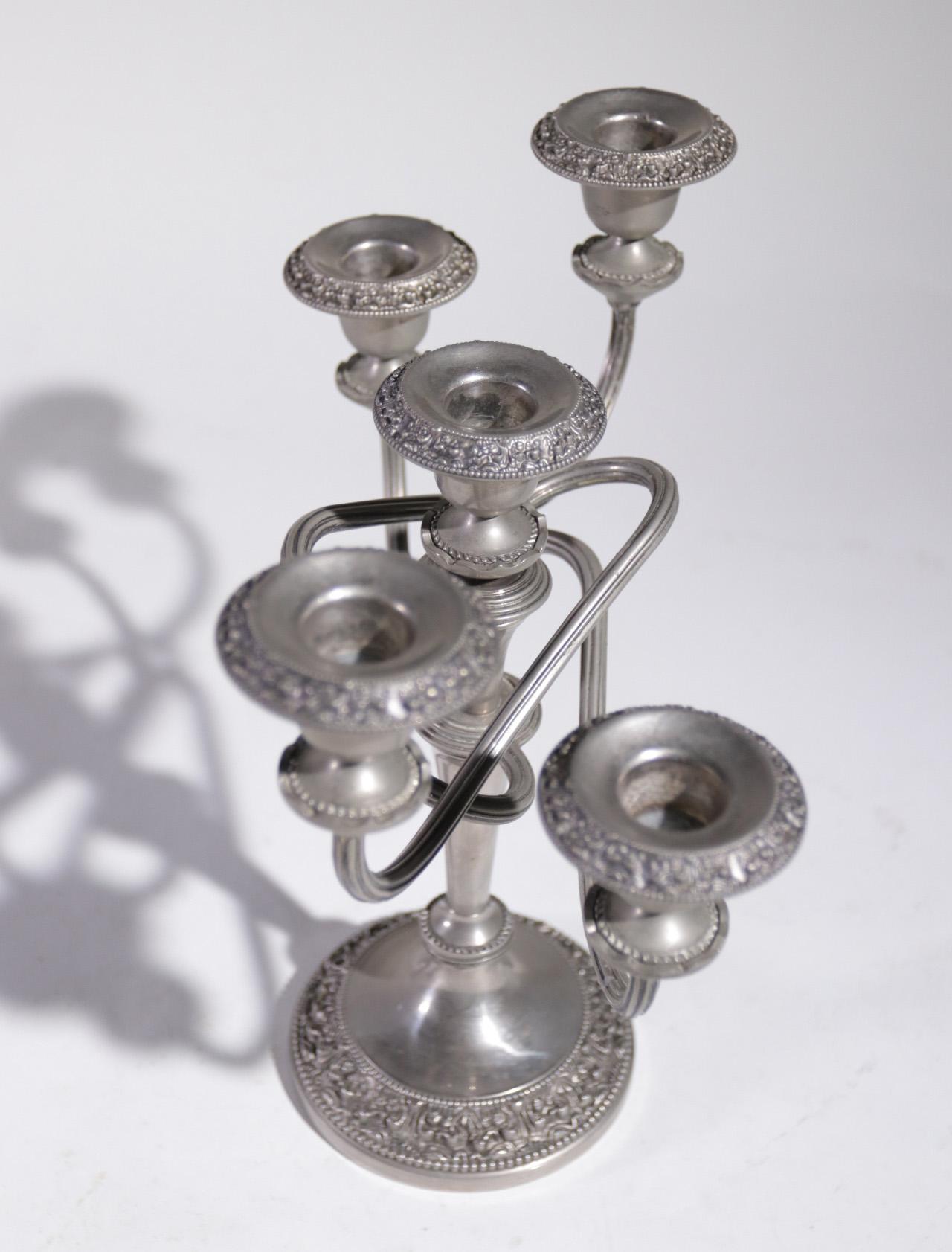 English Art Nouveau Candlestick Silver Plated, 20th Century In Good Condition For Sale In Boven Leeuwen, NL