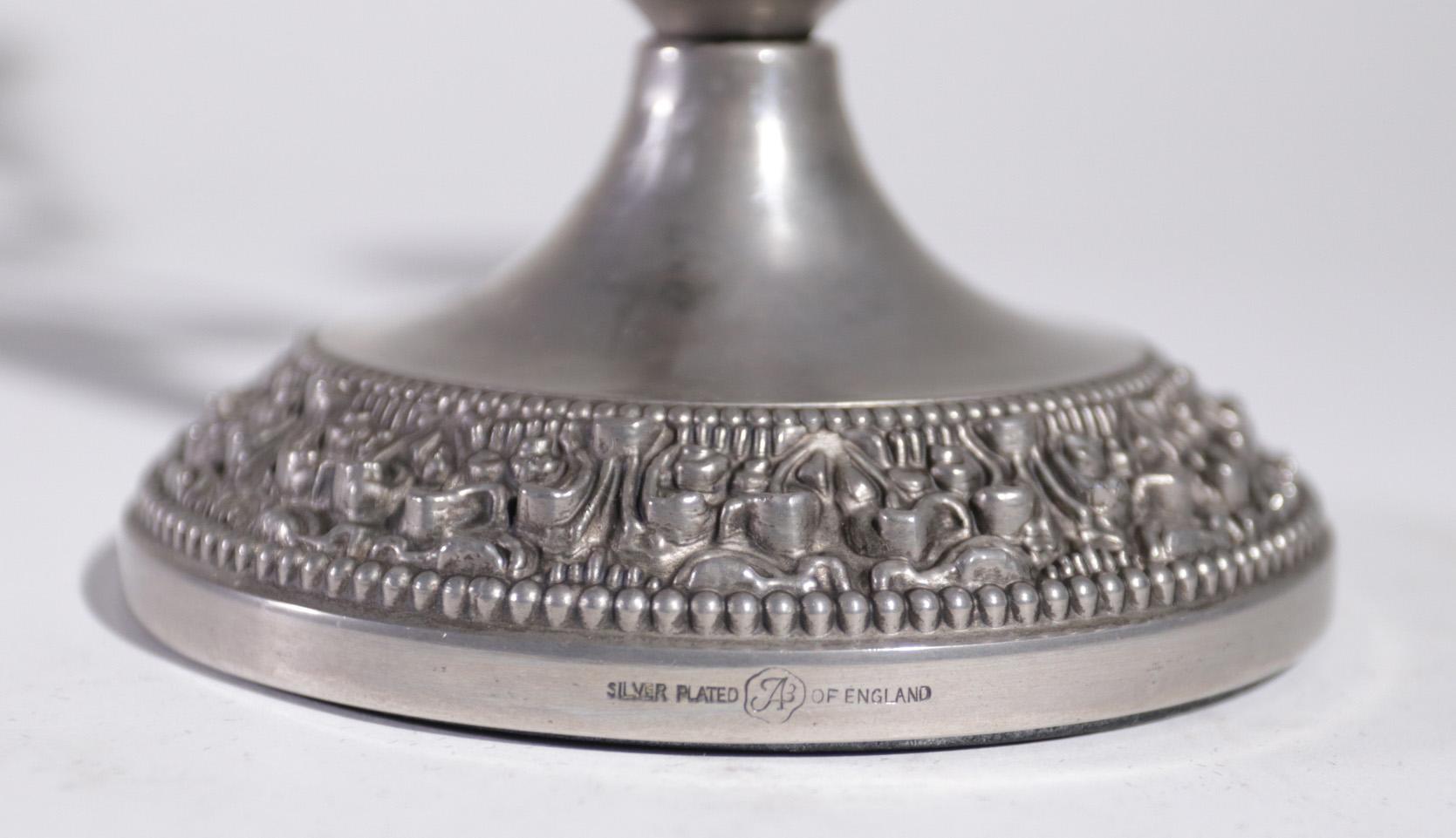 Late 19th Century English Art Nouveau Candlestick Silver Plated, 20th Century For Sale