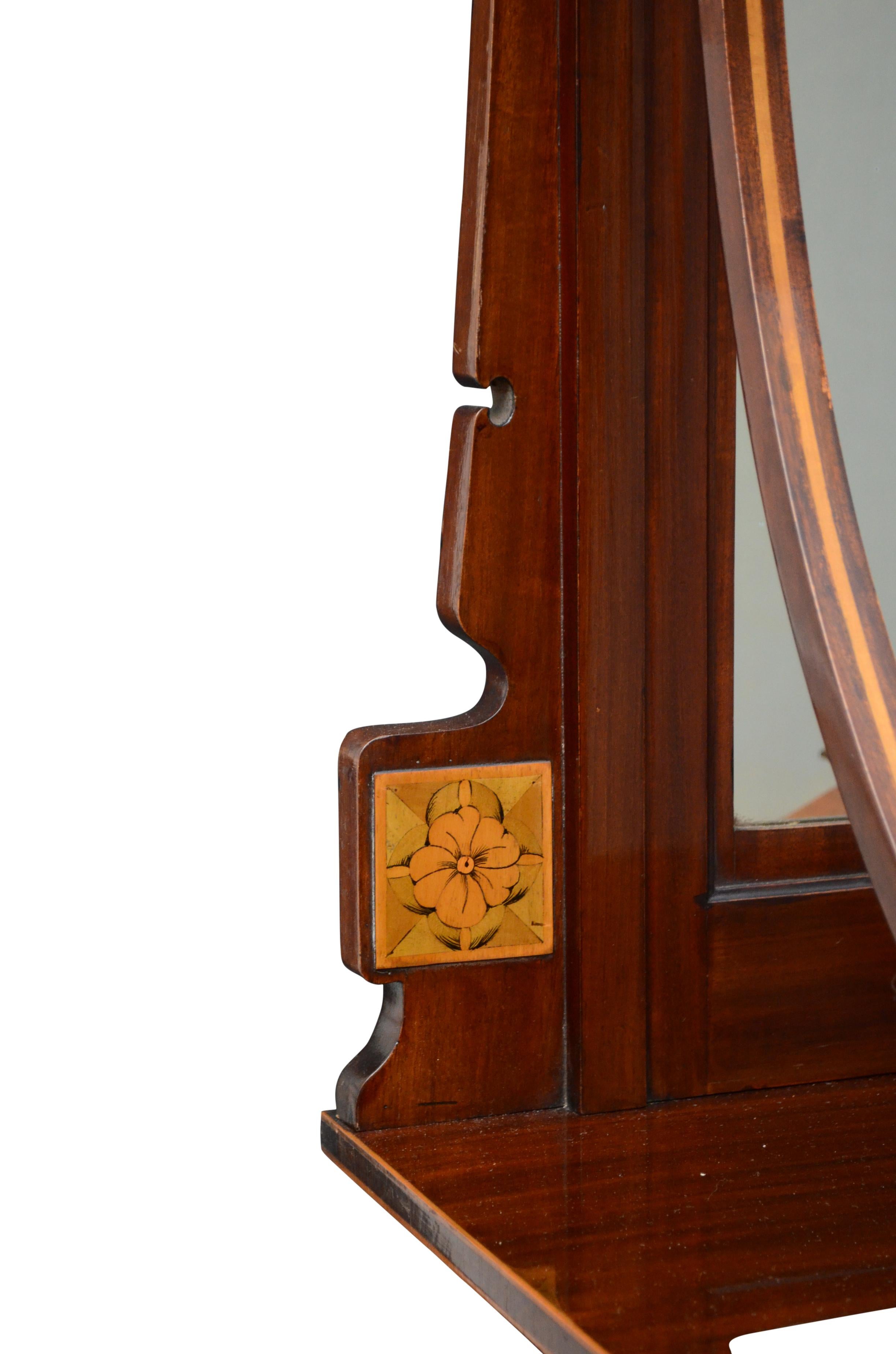 Table console / meuble de rangement Art Nouveau anglais avec miroir en acajou en vente 5