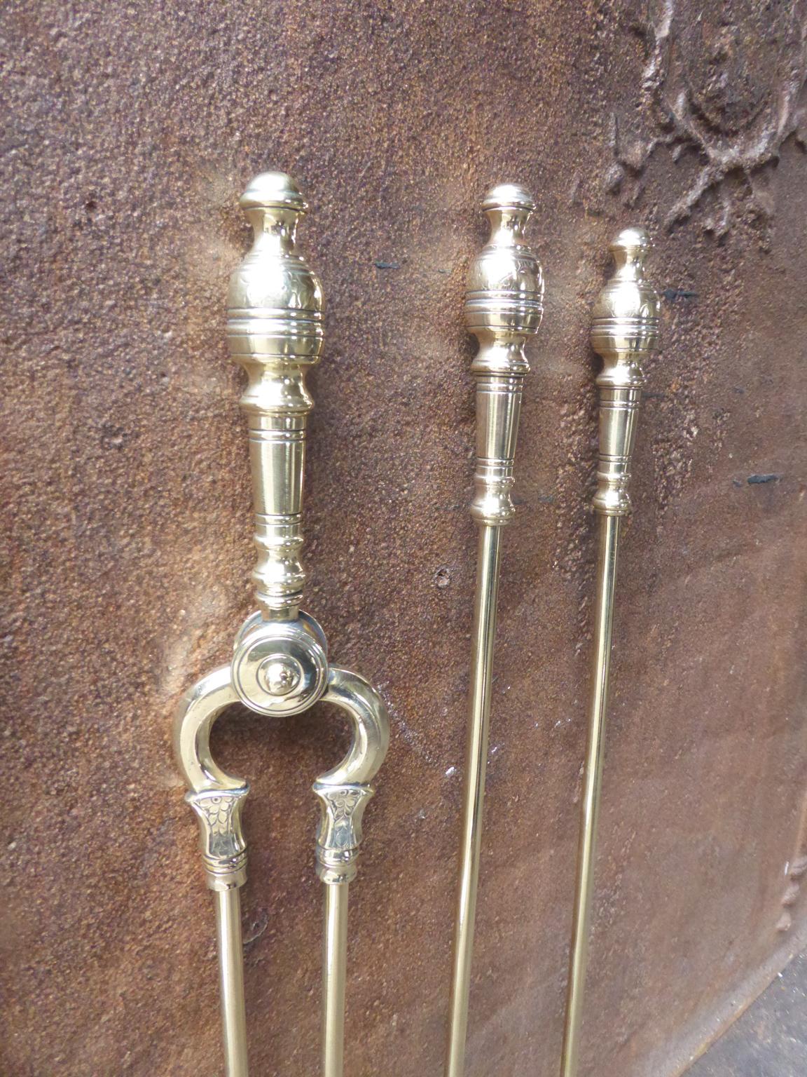 British English Art Nouveau Fireplace Tools or Fire Tools, Early 20th Century