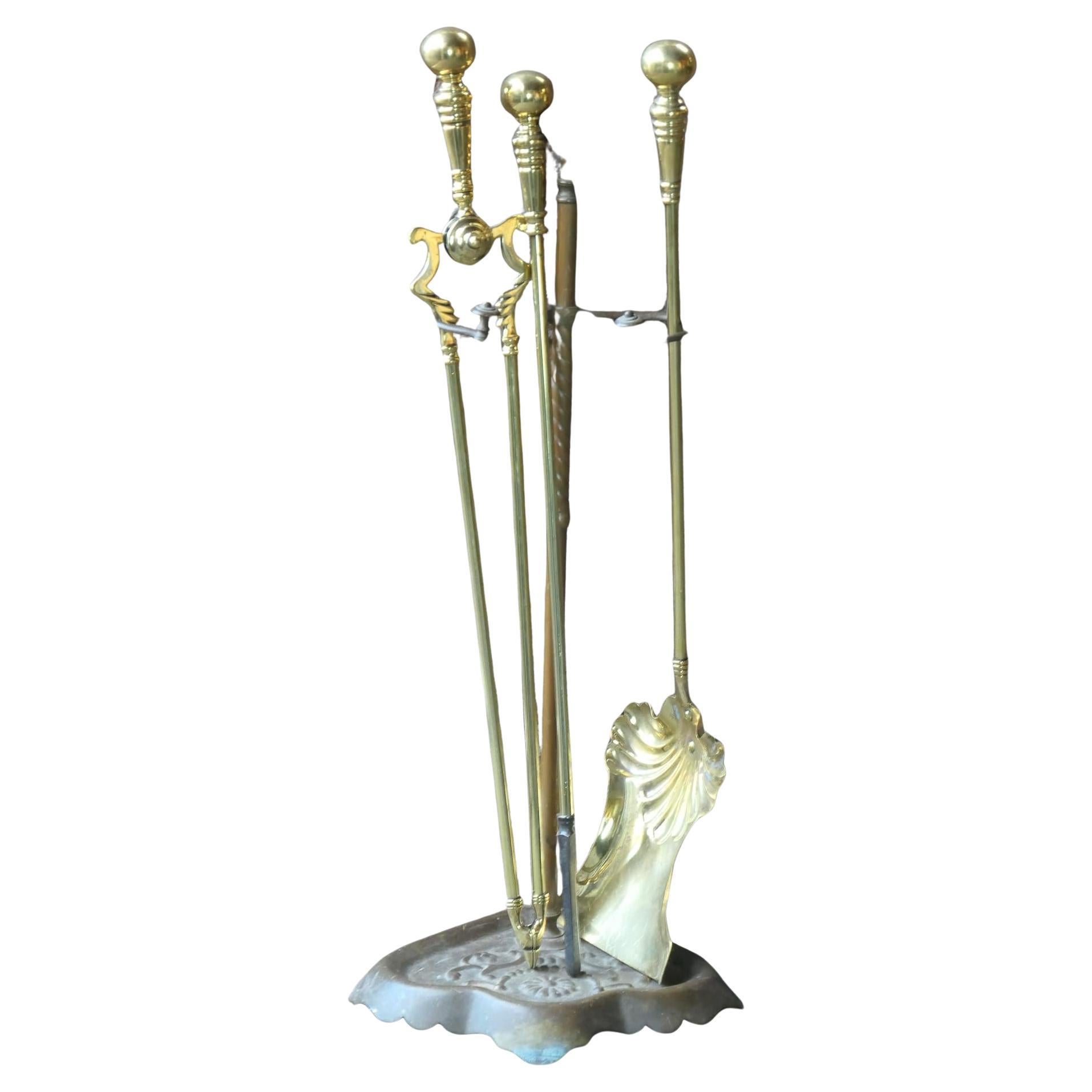 Outils de cheminée Art Nouveau anglais, début du 20e siècle