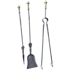 English Art Nouveau Fireplace Tools or Fire Tools