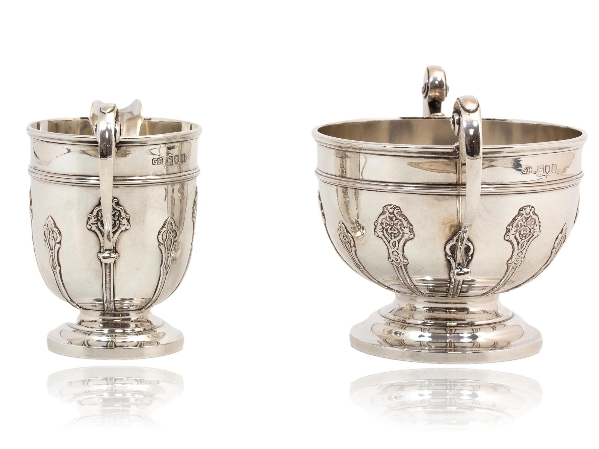 English Art Nouveau Five Pc Sterling Silver Tea Set Harrison Brothers and Howson 13