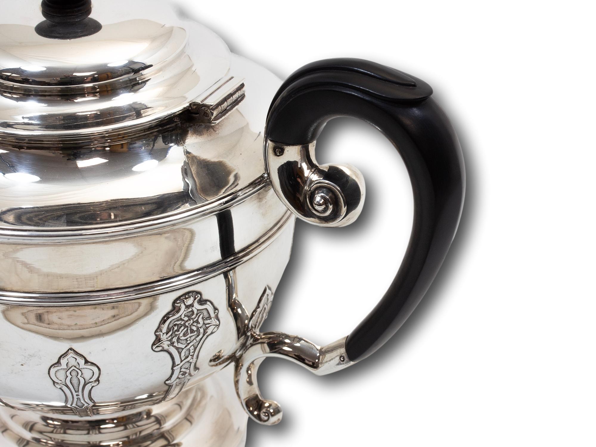 English Art Nouveau Five Pc Sterling Silver Tea Set Harrison Brothers and Howson 4
