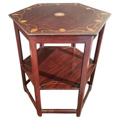 English Art Nouveau mahogany inlaid hexagonal table Shapland & Petter