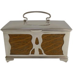 English Art Nouveau Oak and Sterling Silver Trinket Box by Deakin and Francis