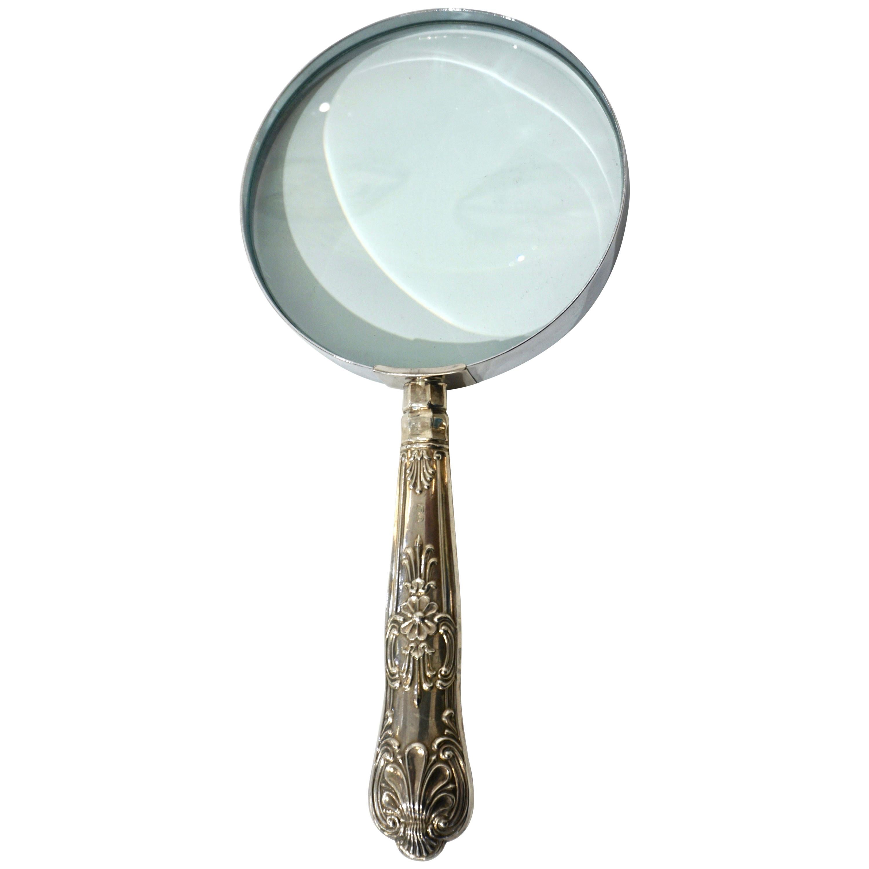 Silver Plated 9cm X 34mm lens magnifying glass 