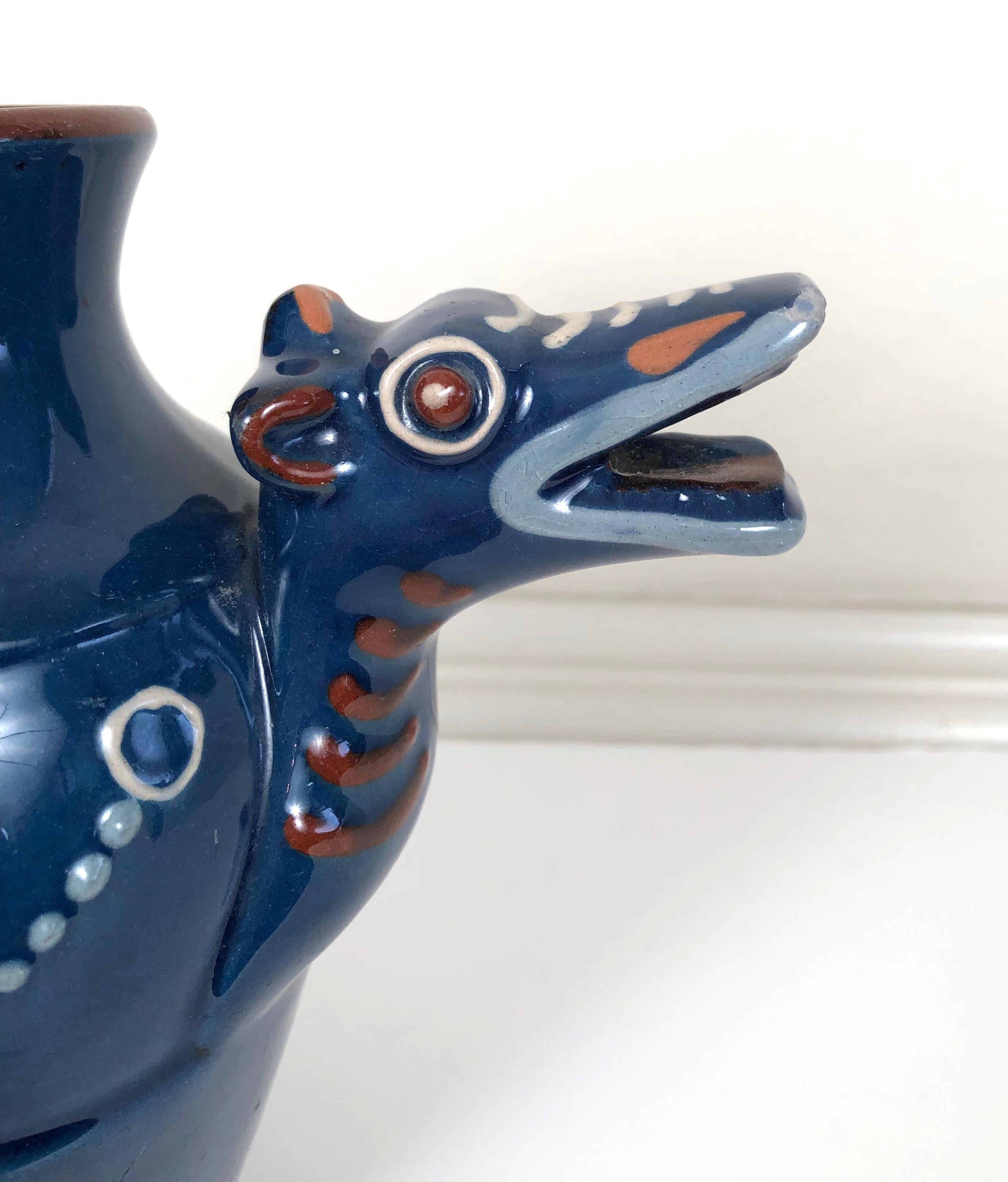 English Art Pottery Longpark Dragon Pitcher In Good Condition In Essex, MA