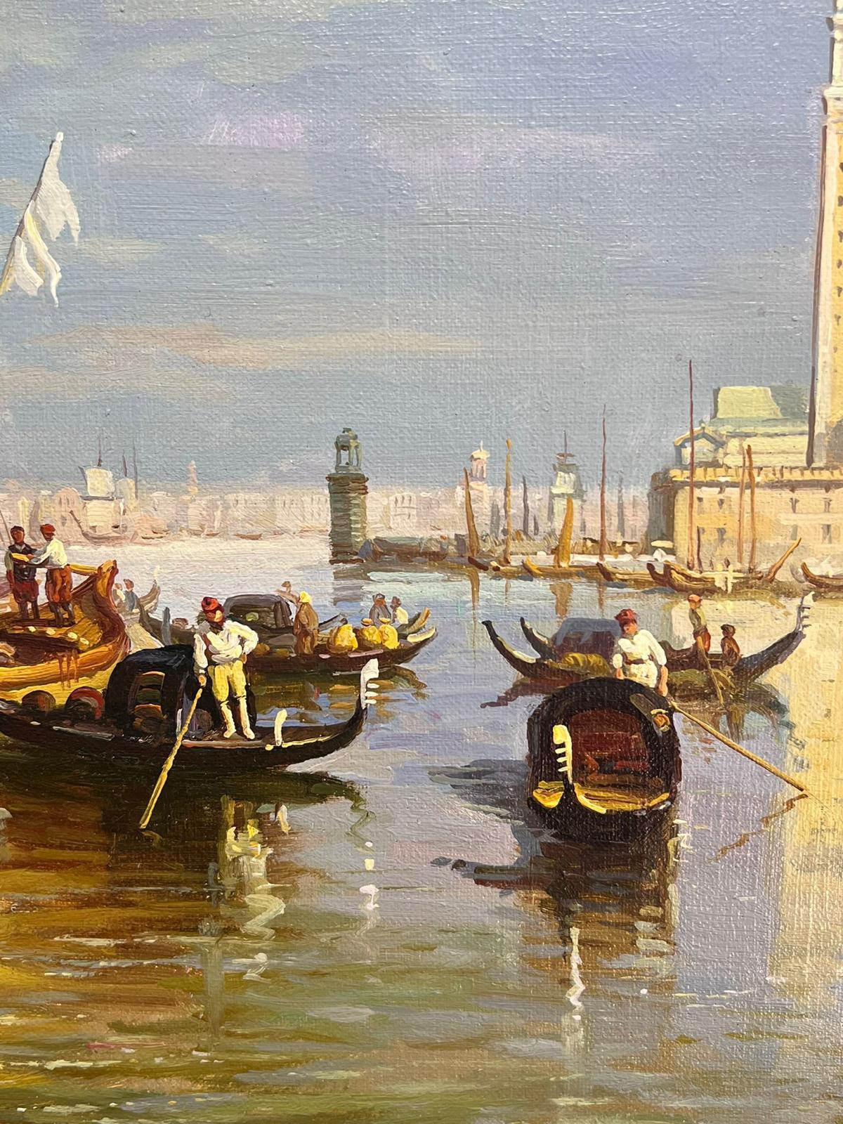Bustling Sunlit Venice with Gondolas and Sailboats Scenic Classical Oil Painting For Sale 2
