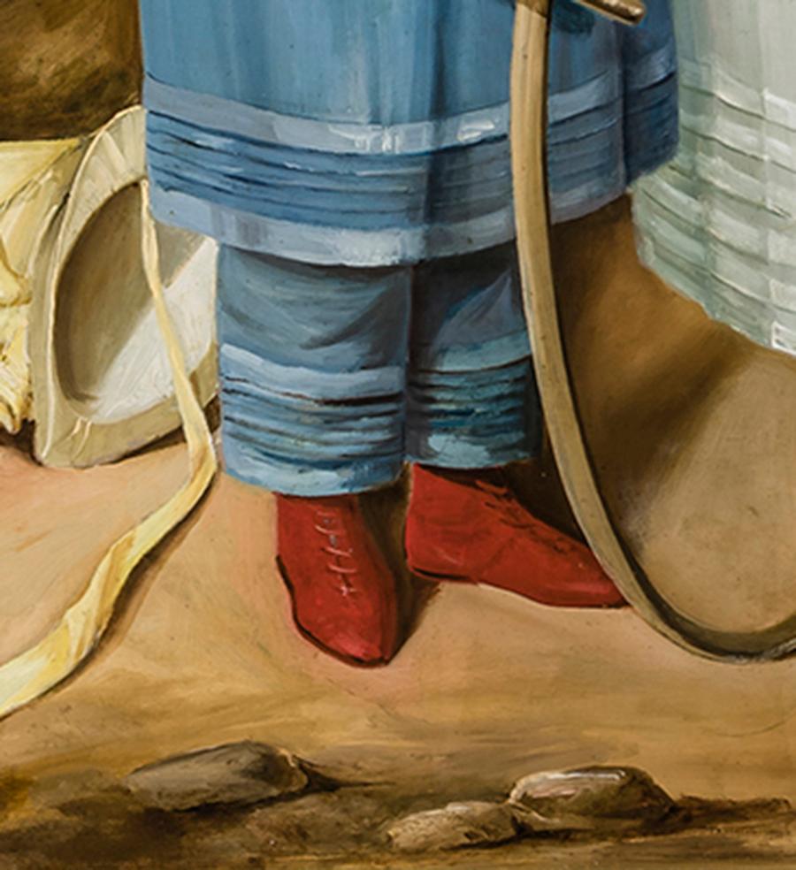 Étant donné que l'art populaire britannique, ou art non académique, n'a pas été codifié dans la mesure où les expressions parallèles aux États-Unis ont été étudiées et publiées, il n'est pas possible d'attribuer ce remarquable portrait de groupe de