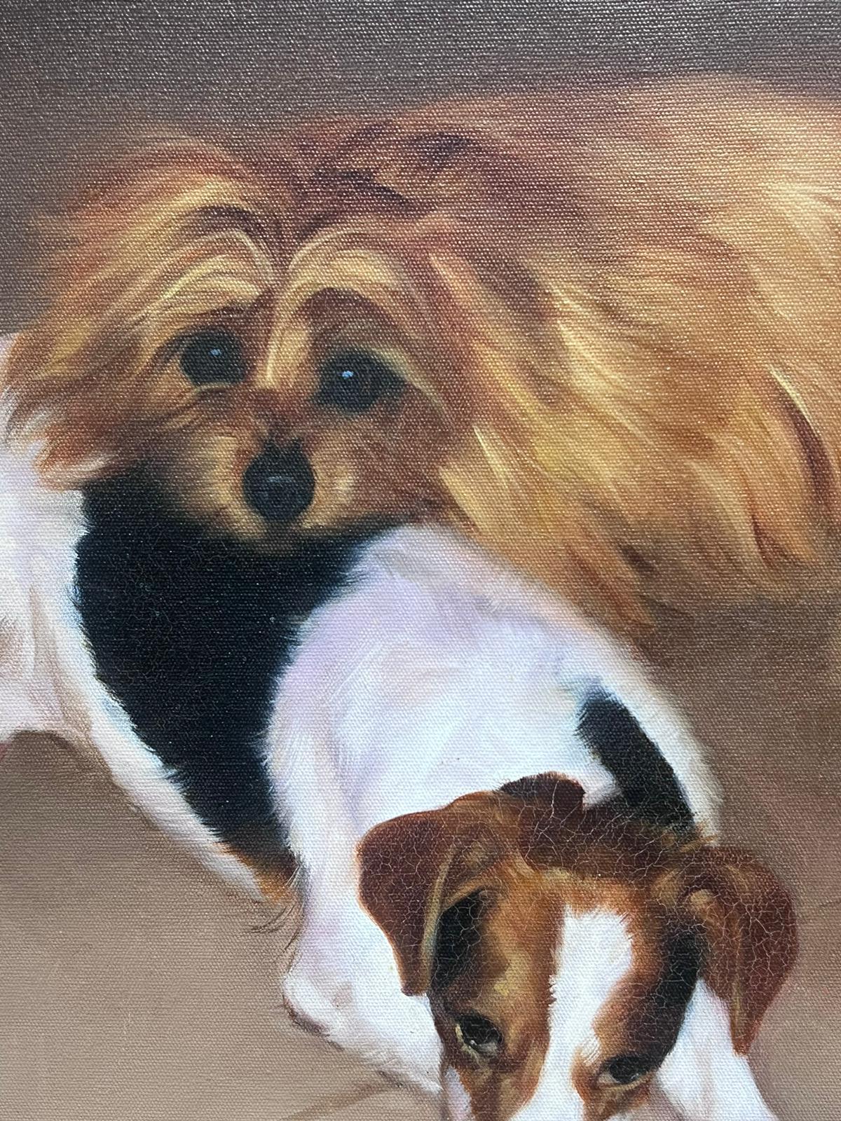 Original British Signed Oil Painting Jack Russell Terrier and Companion Dog For Sale 6