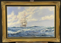 Setting the Royals - Very Large Marine Oil Painting - Tall Sailing Ship at Sea