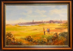 St. Andrews Golf Course, Scotland Large Original Painting Golfers Playing Golf