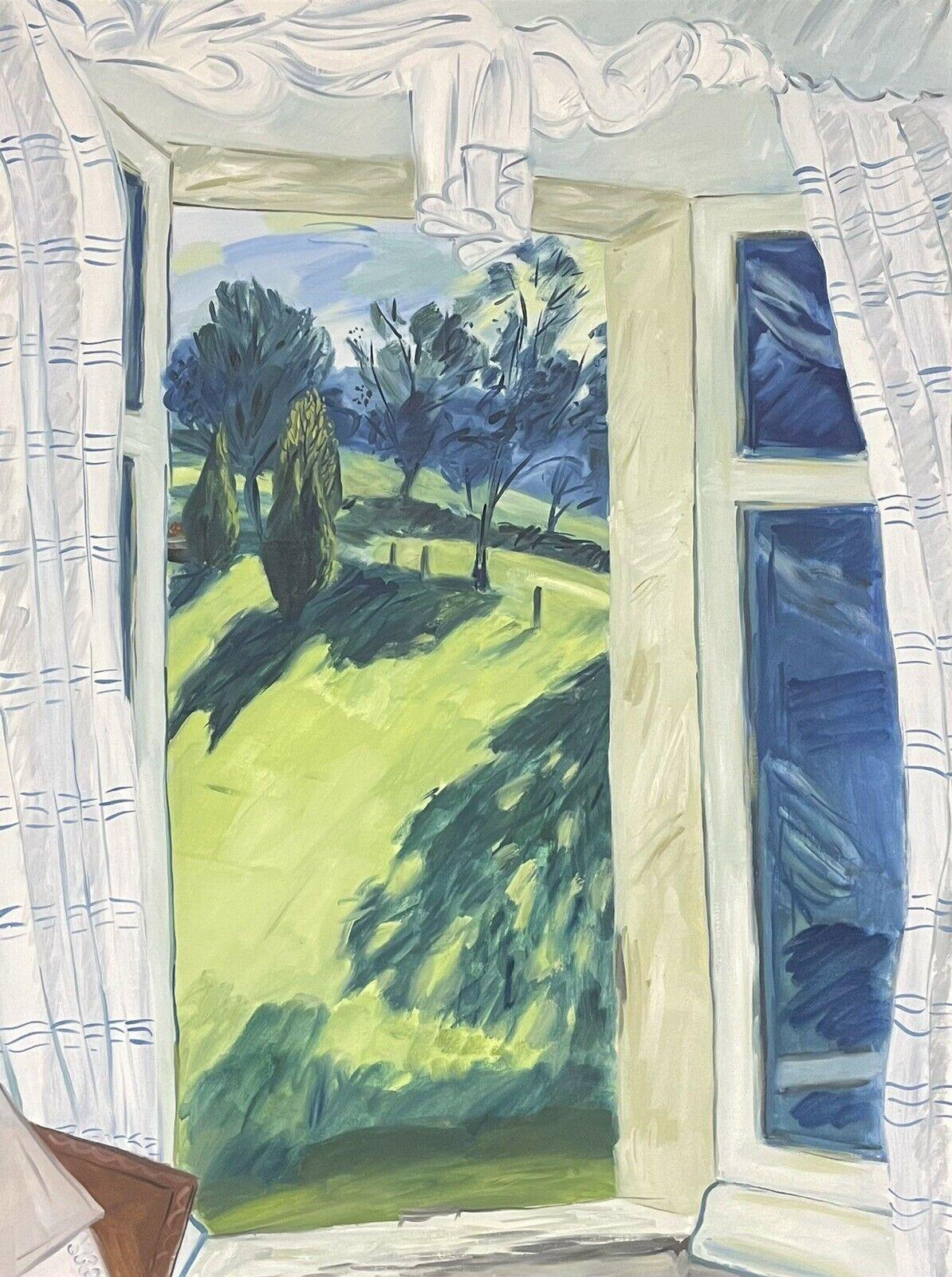 Unknown Interior Painting - VERY LARGE MODERN BRITISH OIL PAINTING - WINDSWEPT PARKLAND VIEW FROM WINDOW